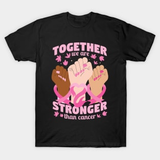 Stronger Together hands Breast Cancer Awareness Support T-Shirt